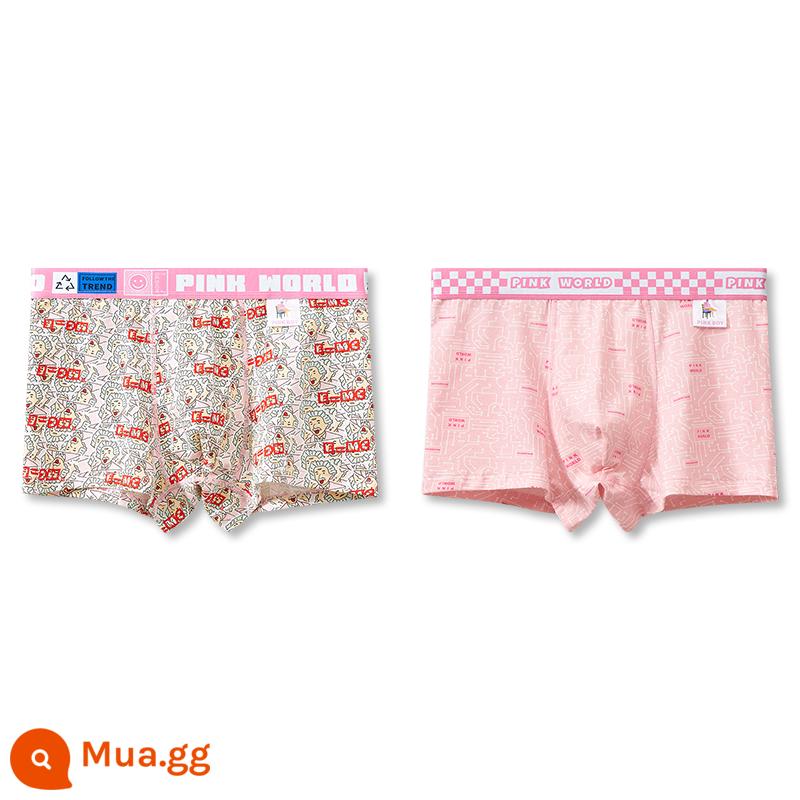 Quần lót nam bé trai boxer cotton nguyên chất 100% cotton thương hiệu chính thức hàng đầu nam nhi hồng dễ thương thu đông cao cấp - [2 gói]1503+1508