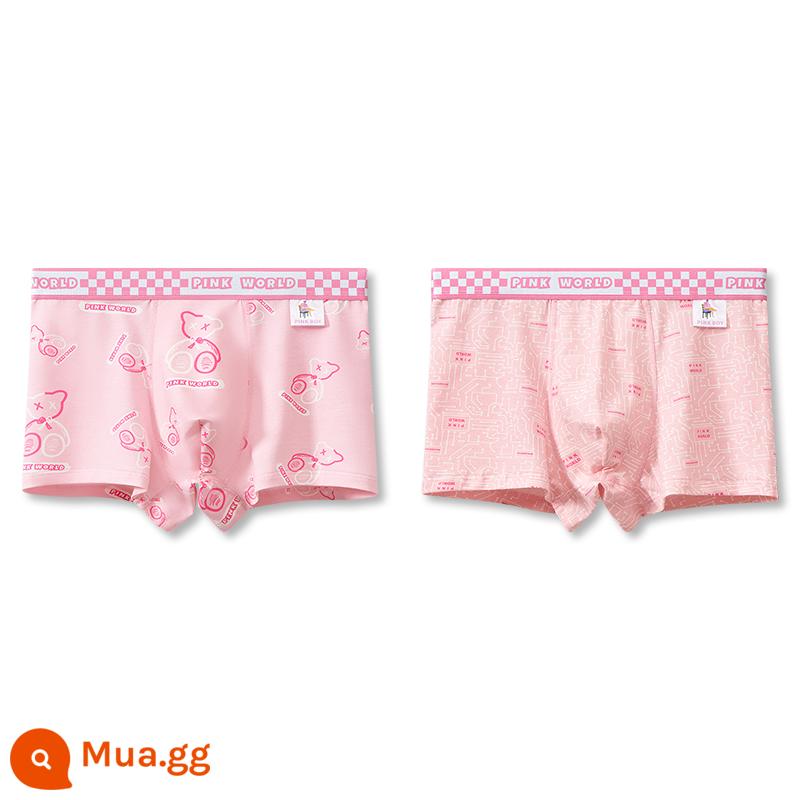 Quần lót nam bé trai boxer cotton nguyên chất 100% cotton thương hiệu chính thức hàng đầu nam nhi hồng dễ thương thu đông cao cấp - [2 gói]1505+1508