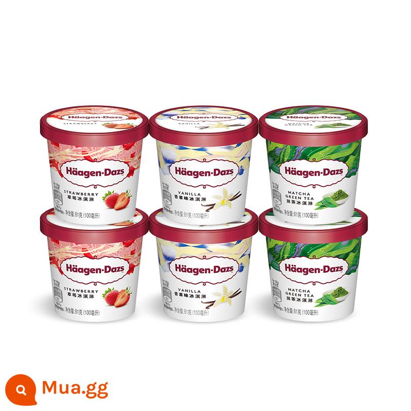 [Chuỗi cửa hàng lạnh SF] Kem Haagen-Dazs gói sáu cốc Kem sô cô la dâu tây cổ điển - [Hương dâu*2+Hương vani*2+Hương Matcha*2](486g)