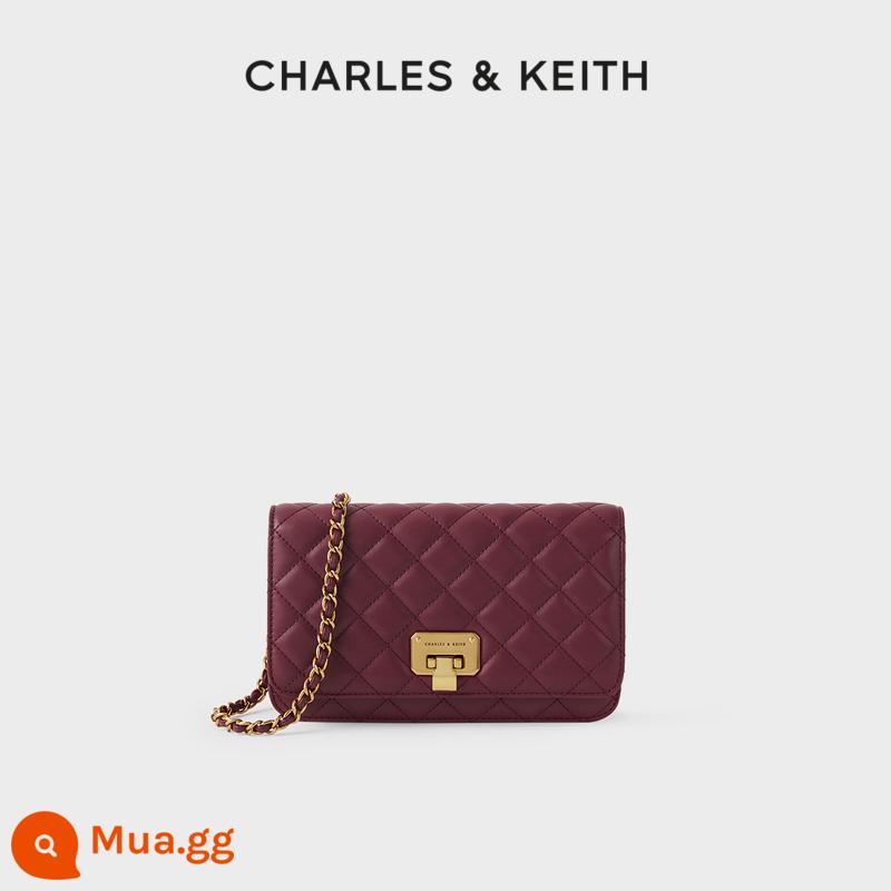 Túi xách nữ mùa xuân CHARLES&KEITH CK2-70160082-2 túi đeo chéo nữ dây chuyền hình thoi - CK2-70160082-2Rượu vang đỏ Burgundy