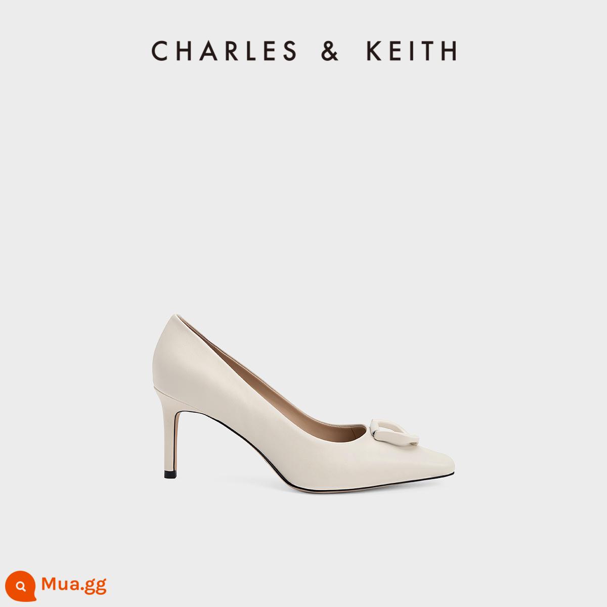 CHARLES&KEITH23 mùa xuân sản phẩm mới SL1-61720046 thời trang giày cao gót đơn đầu vuông nhỏ giày nữ - Phấn hồng và phấn trắng