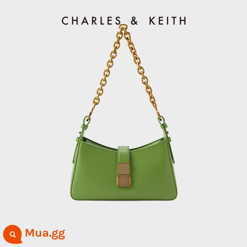 Túi xách nữ thu đông CHARLES&KEITH CK2-20781463 Túi đeo chéo nữ một vai baguette dây xích - màu xanh lá cây