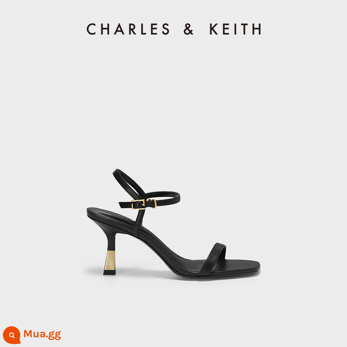 CHARLES&KEITH23 xuân hè mới CK1-61720134 trang trí kim loại giày Muller gót nhọn dày nữ - CK1-60580244Đen đen