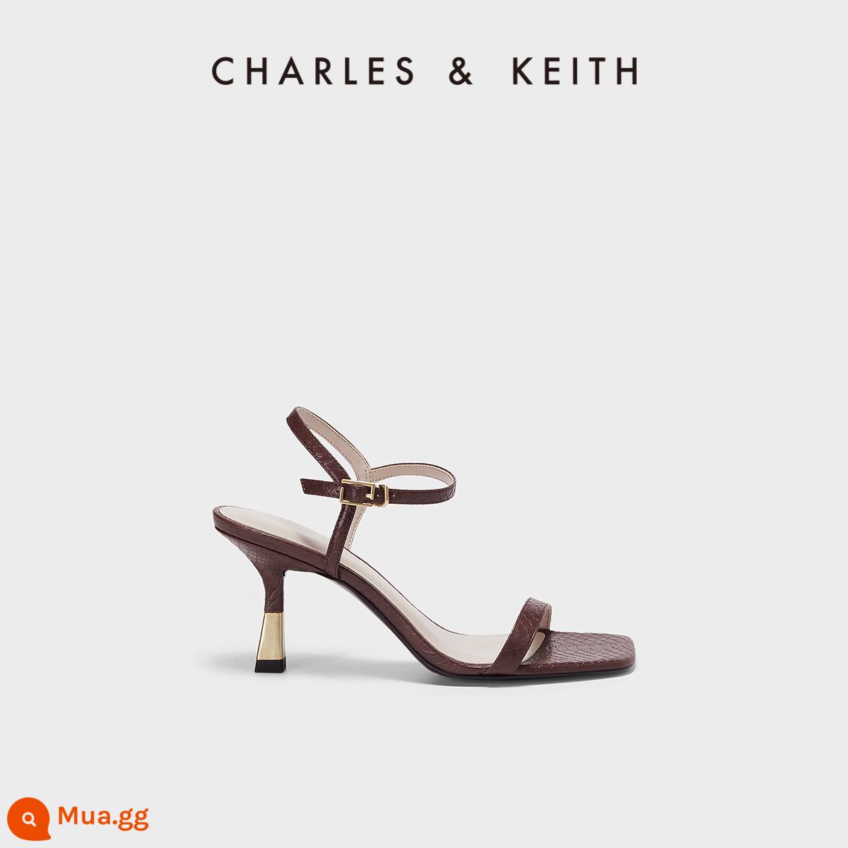 CHARLES&KEITH23 xuân hè mới CK1-61720134 trang trí kim loại giày Muller gót nhọn dày nữ - CK1-60580244In hình động vật màu nâu