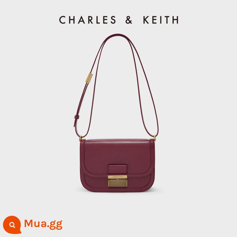 CHARLES&KEITH CK2-80781400 khóa kim loại Túi đậu phụ Charlot Túi Messenger túi sát nách nữ - CK2-80781599-1Rượu vang đỏ Burgundy