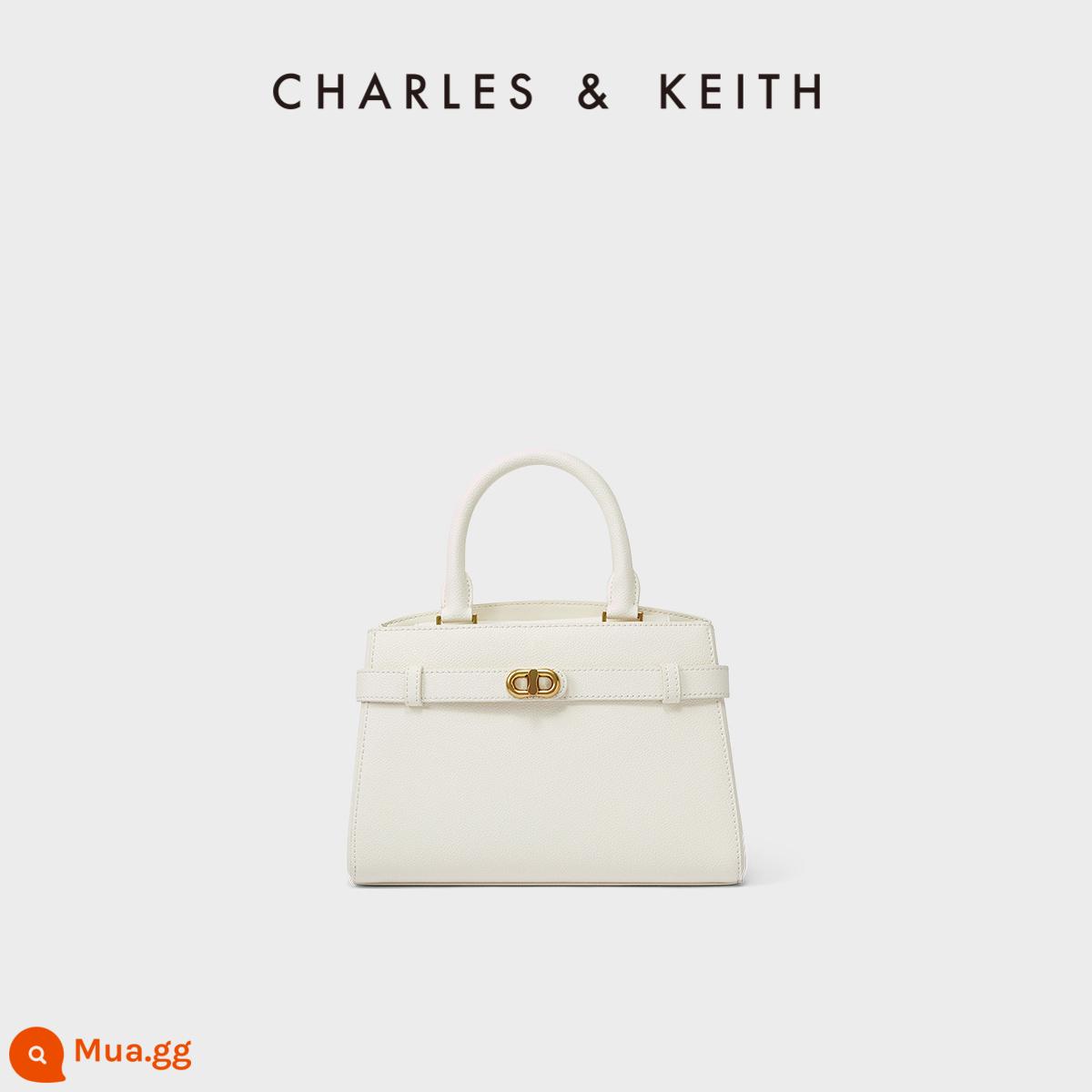 Túi xách nữ CHARLES＆KEITH mùa thu đông CK2-50160102 nữ dây khóa kim loại trang trí túi Kelly di động - Kem trắng sữa