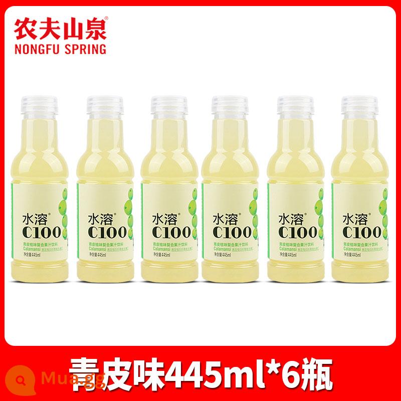 Nước ép hợp chất tan trong nước Nongfushangquan 445ml * 15 chai nguyên hộp bán buôn chanh vỏ xanh cam vitamin VC uống - [445ml*6 chai] Hương da xanh