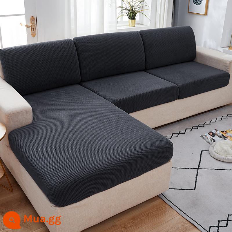 Đa Năng Đa Năng Chống Mèo Xước Ghế Sofa Đơn Giản Cao Cấp Đệm Co Giãn Bao Công Nghệ Vải Đệm Chăn - Màu xám đen dày có độ đàn hồi cao