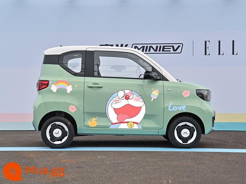 Wuling Hongguang miniev xe ô tô mini crayon nhỏ mới dán thế hệ thứ hai macarons phim hoạt hình dán trang trí cơ thể - Mô hình Doremon S hai bên cơ thể