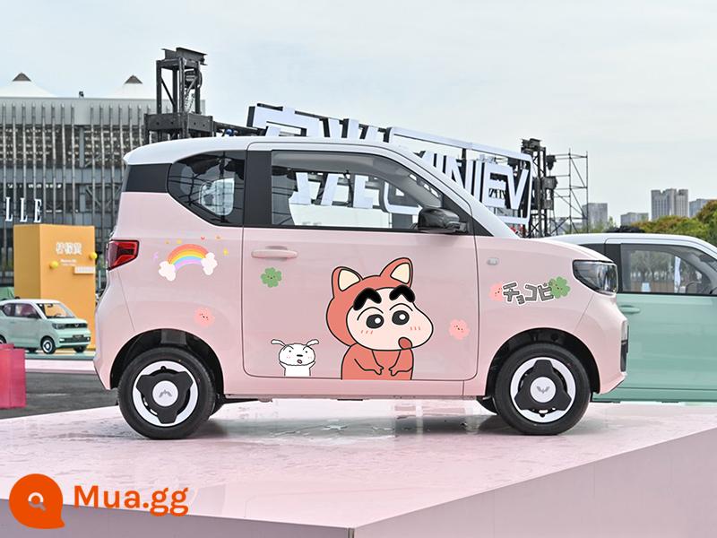 Wuling Hongguang miniev xe ô tô mini crayon nhỏ mới dán thế hệ thứ hai macarons phim hoạt hình dán trang trí cơ thể - Hai bên thân của mẫu Crayon Shin-chan M