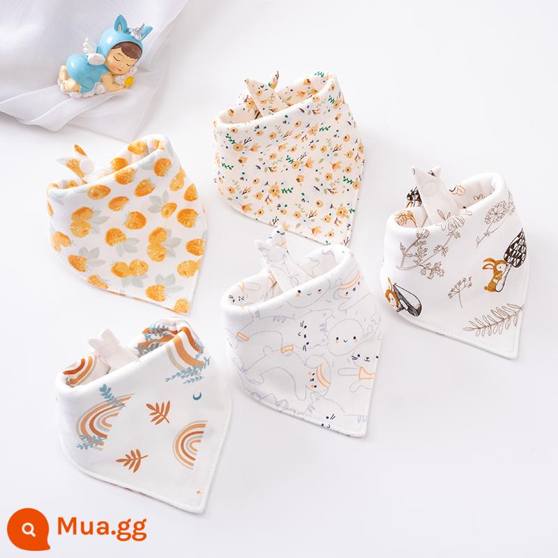 Khăn thấm nước bọt cho bé khăn cotton tam giác sơ sinh trẻ em yếm chống khạc sữa yếm siêu mềm yếm thu đông - Warm Heart Series 5 gói (khăn tam giác 100% cotton)