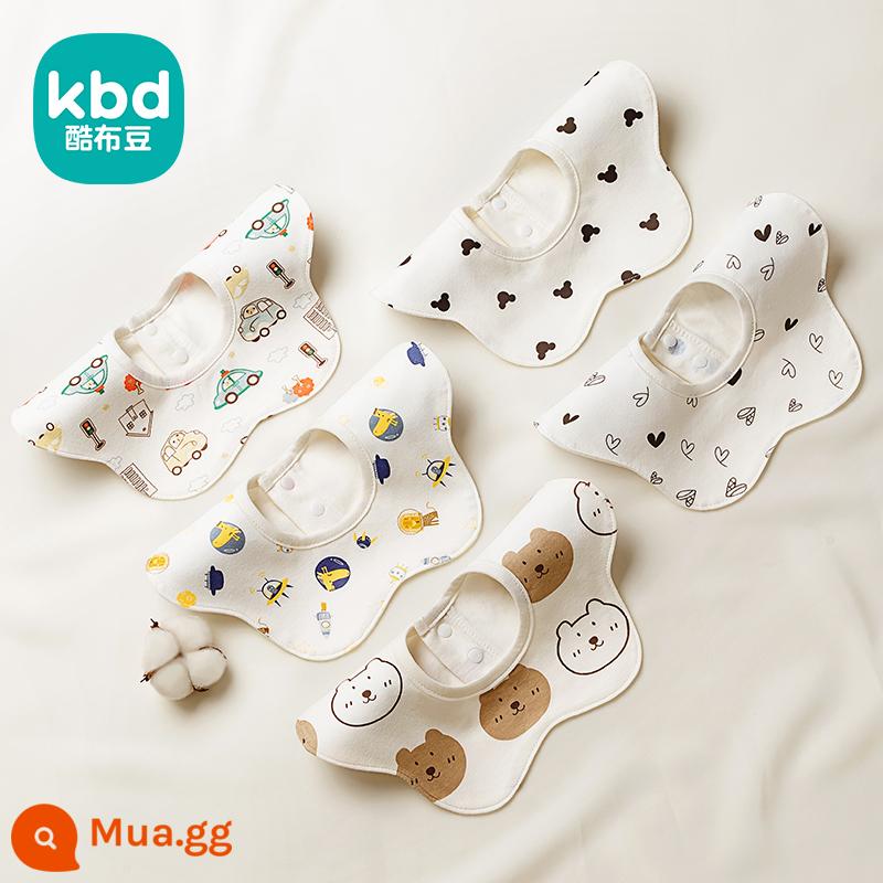 Khăn nước bọt hình chữ U bé trai yếm bé lớp một cotton nguyên chất mùa đông sơ sinh chống thấm sữa yếm yếm thu đông - Bộ 5 món xoay 360° [quần áo mùa đông không thấm nước không ướt] màu B