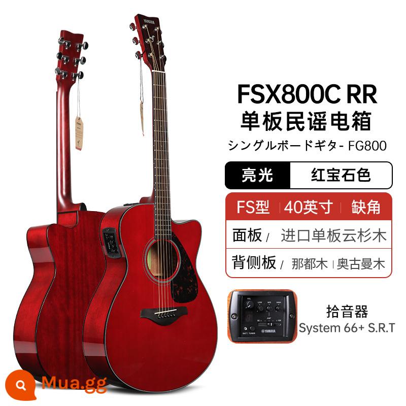 YAMAHA Yamaha FG800 hộp điện đơn dân gian acoustic guitar mới bắt đầu nam sinh viên nữ 41 inch 40 góc bị thiếu - FSX800C RR hộp điện góc khía màu ruby ​​40 inch