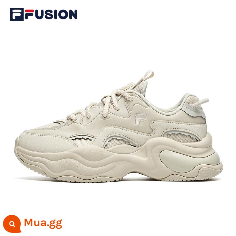 FILA FUSION Fila thủy triều thương hiệu giày chạy bộ nữ Bong bóng thể thao bố giày sóng bong bóng giày - [Phong cách mới] Bột yến mạch/Nâu bạch dương-OB