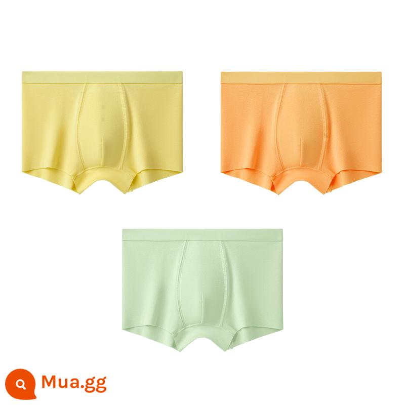 Có 1 cây Quần lót trẻ em loại C bé trai cotton đáy quần modal 4 góc 4 góc quần đùi bé lớn không kẹp mông - Vàng nhạt + cam nắng + xanh nho