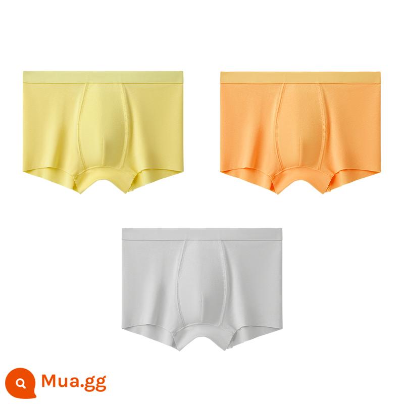 Có 1 cây Quần lót trẻ em loại C bé trai cotton đáy quần modal 4 góc 4 góc quần đùi bé lớn không kẹp mông - Vàng nhạt + cam nắng + xám nho nhạt