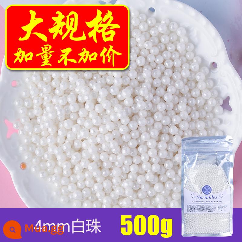 [500g Symphony] fc phương pháp khai thác bánh nướng trang trí hạt đường ăn được trân châu đường bánh sinh nhật đường kho báu sữa nóng - 4mm trắng 500g [không tính thêm giá khi mua thêm số lượng]