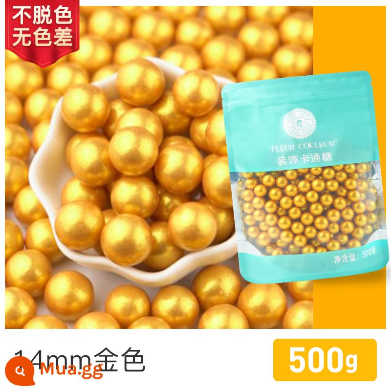 [500g Symphony] fc phương pháp khai thác bánh nướng trang trí hạt đường ăn được trân châu đường bánh sinh nhật đường kho báu sữa nóng - Hạt đường vàng 14mm 500g