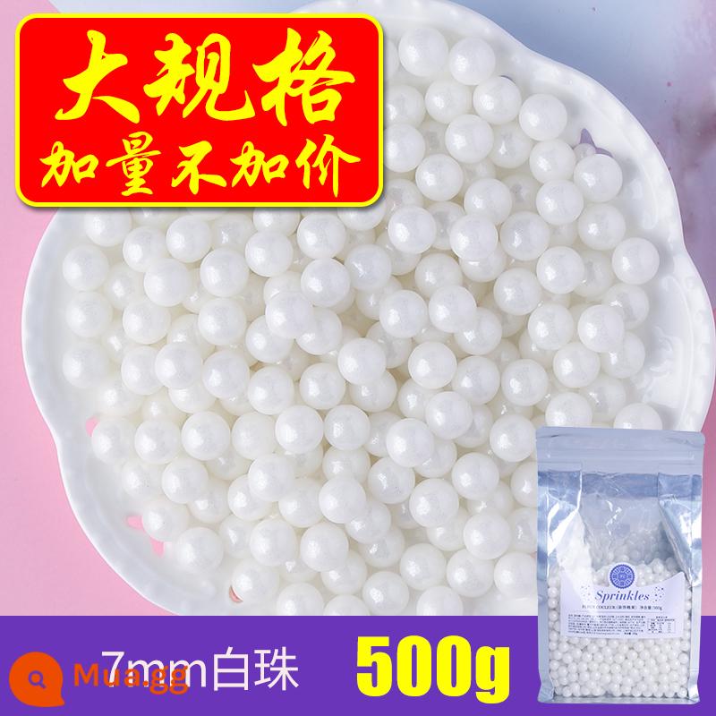 [500g Symphony] fc phương pháp khai thác bánh nướng trang trí hạt đường ăn được trân châu đường bánh sinh nhật đường kho báu sữa nóng - 7mm trắng 500g [không tính thêm giá khi mua thêm số lượng]