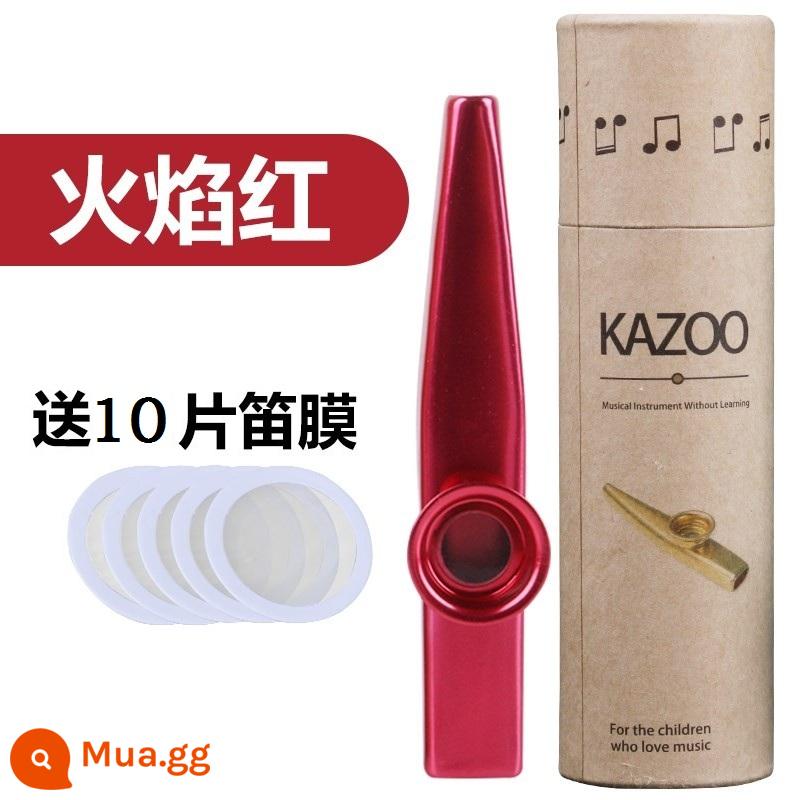 Nhạc đệm kazoo, metal, KAZOO, guitar, ukulele dành cho người mới bắt đầu, một nhạc cụ mà bạn không cần phải học - Ngọn lửa đỏ + ống giấy (bao gồm 10 miếng màng sáo)