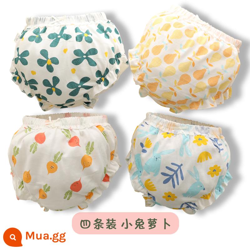 Đồ lót trẻ em nữ quần đùi cotton bé tập 0-5 tuổi 1 quần 2 quần bánh mì 3 quần mỏng 4 quần 4 trẻ em - Quần bánh mì 4 gói-Thỏ nhỏ Luobo