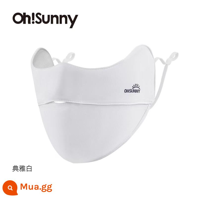 Khẩu trang chống nắng ohsunny thoáng khí góc mắt chống tia UV khẩu trang nữ che nắng thoáng khí mặt nhỏ - Mẫu đồng màu-logo ohsunny màu trắng trang nhã