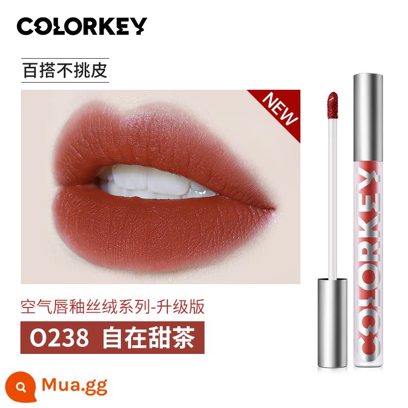 [Dabo Exclusive] Colorkey Air Lip Glaze Velvet Black Mirror Lip Gloss Matte Lipstick - [Velvet]O238 Trà Ngọt Zizi