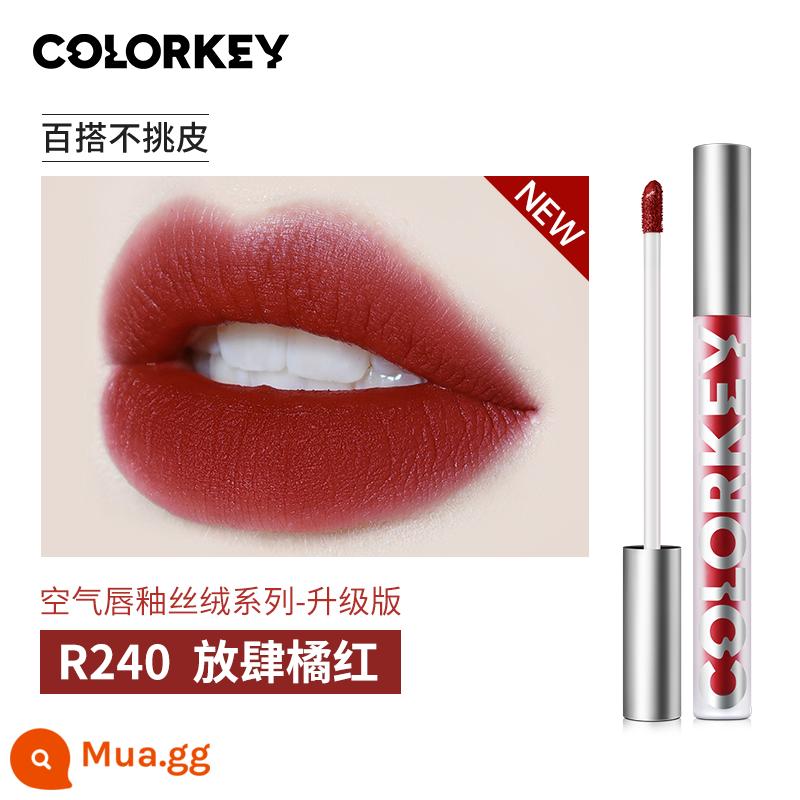 [Dabo Exclusive] Colorkey Air Lip Glaze Velvet Black Mirror Lip Gloss Matte Lipstick - [Velvet] R240 màu cam đậm