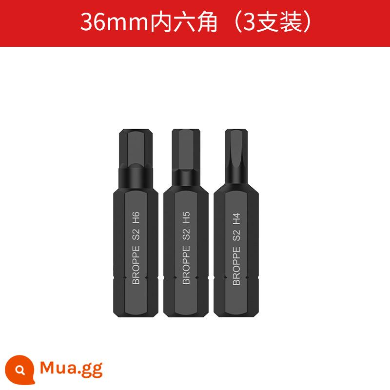 Đầu tuốc nơ vít lục giác một chữ BROPPE Đầu tuốc nơ vít tác động S2 Đầu tuốc nơ vít tác động - Lục giác bên trong 36mm (gói 3)