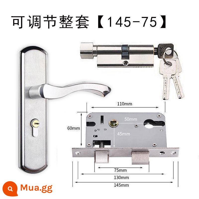 Khóa cửa phòng ngủ, phòng hộ gia đình, có lỗ điều chỉnh, không cần sửa đổi, inox, phòng im lặng, khóa cửa gỗ cổ điển đa năng - Bộ hoàn chỉnh có thể điều chỉnh loại A [thân khóa 145-75]