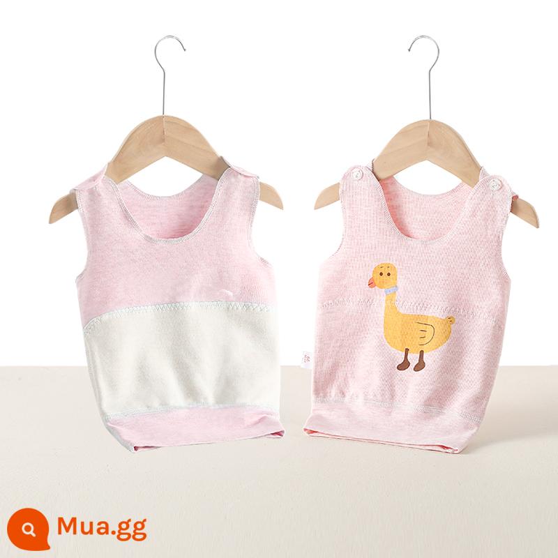 Áo bảo vệ bụng bé, áo mùa thu đông cotton nguyên chất mùa xuân và mùa thu cho bé, nam và nữ, đồ lót cho trẻ sơ sinh, phong cách mùa đông cho trẻ sơ sinh và trẻ mới biết đi - Vịt hồng (bảo vệ bụng 1 mảnh 2 lớp)