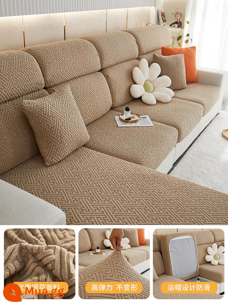 2023 mới đàn hồi bọc ghế sofa bao gồm tất cả phổ quát bốn mùa sofa chống trượt phổ quát đệm khăn vải đệm ghế - Qingling-Vàng Kem