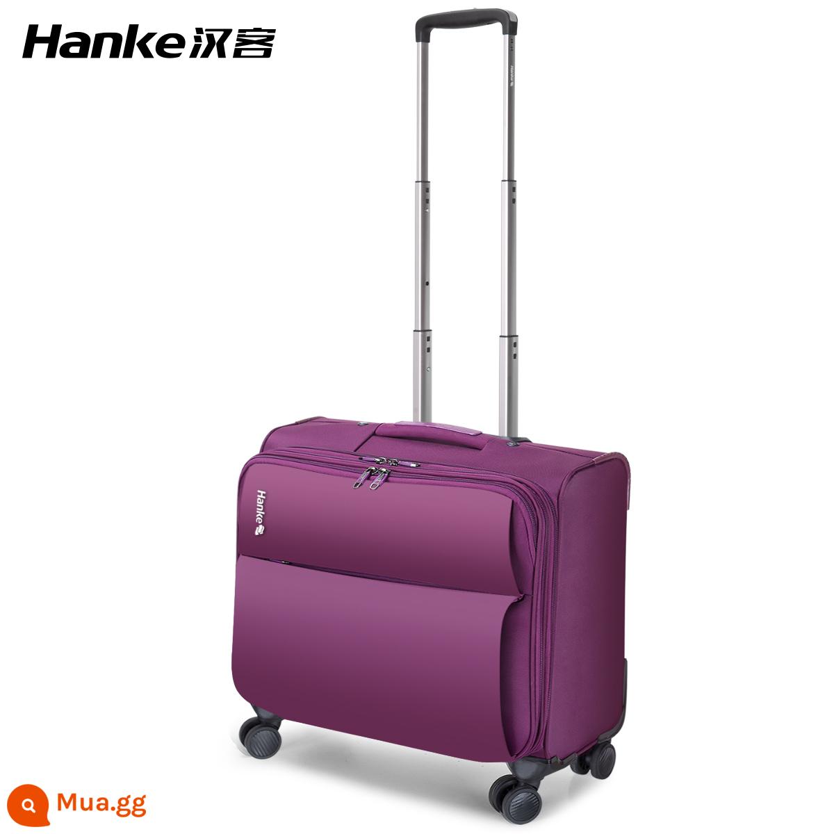 Hanke 16 inch siêu nhẹ vali xe đẩy vali bánh xe đa năng vali vải Oxford 18 inch nam vali nhỏ nữ - Nâng cấp màu tím