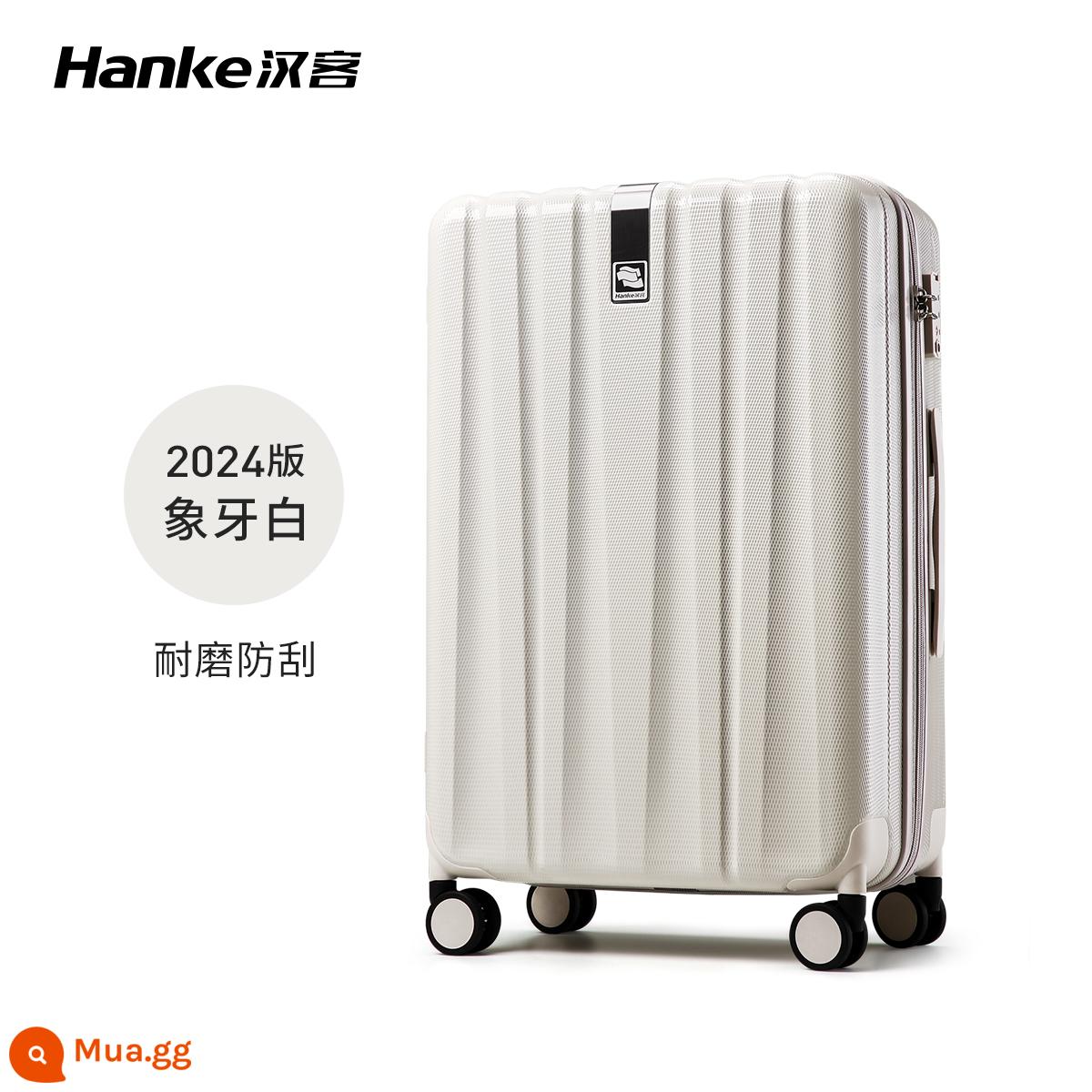 Hanke Xe Đẩy Dung Tích Lớn Vali Nữ 24 Inch Vali 26 Inch Dày Và Bền Sinh Viên Hộp Mật Khẩu 20 - Màu trắng ngà (xám) [chống trầy xước] phiên bản nâng cấp Tmall kiểm tra