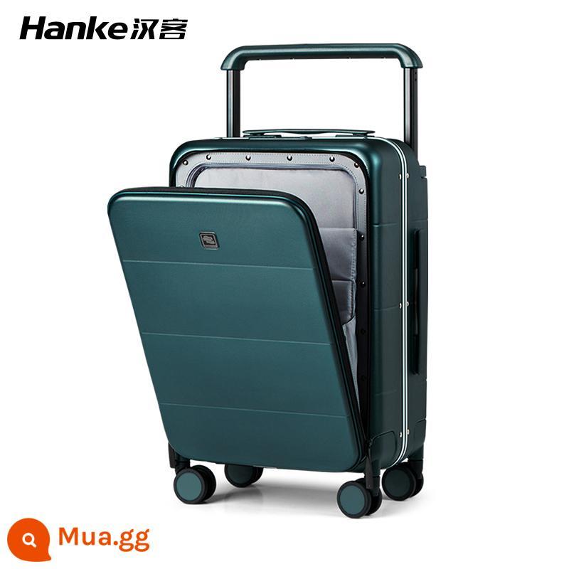 Cần kéo rộng Hanke bên mở vali khung nhôm nữ 20 inch mới du lịch nội trú 24 hộp phối vali da nam - Màu xanh lá cây đậm