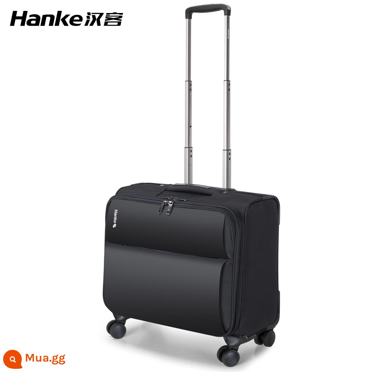 Hanke 16 inch siêu nhẹ vali xe đẩy vali bánh xe đa năng vali vải Oxford 18 inch nam vali nhỏ nữ - Phiên bản nâng cấp màu đen