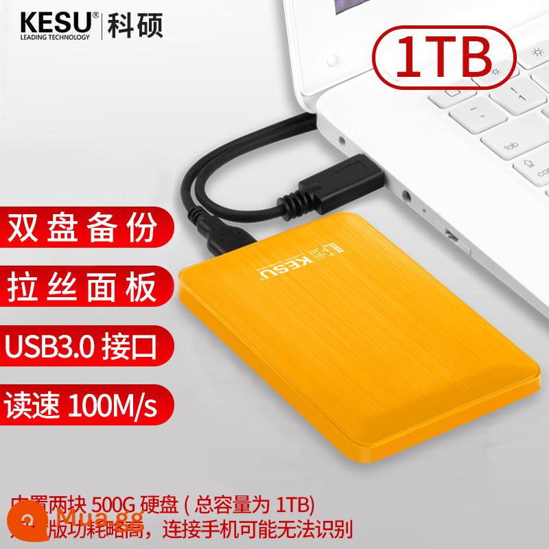 Ổ cứng di động Keshuo 500g tốc độ cao USB3.0 trò chơi máy tính di động ổ cứng 1t ổ cứng cơ 2t bên ngoài - K1-màu vàng (phiên bản đĩa đôi) -1TB