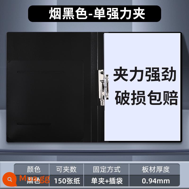 Kẹp file mạnh mẽ A4 kẹp đôi mạnh mẽ đồ dùng văn phòng hoàn thiện và lưu trữ hồ sơ kẹp đôi kẹp cố định kẹp giấy kiểm tra lưu trữ và hoàn thiện hiện vật học sinh với cặp hồ sơ đa chức năng New Race - [Kẹp mạnh đơn màu đen khói] có thể chứa 75 tờ giấy