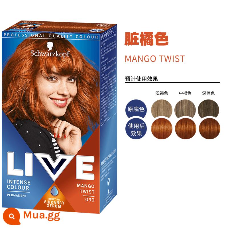 Thuốc nhuộm tóc Schwarzkopf live090 shihualou chăm sóc chính thức l75 màu xanh đen 101 thuốc nhuộm tóc 2023 thực vật nguyên chất - 030 cam bẩn