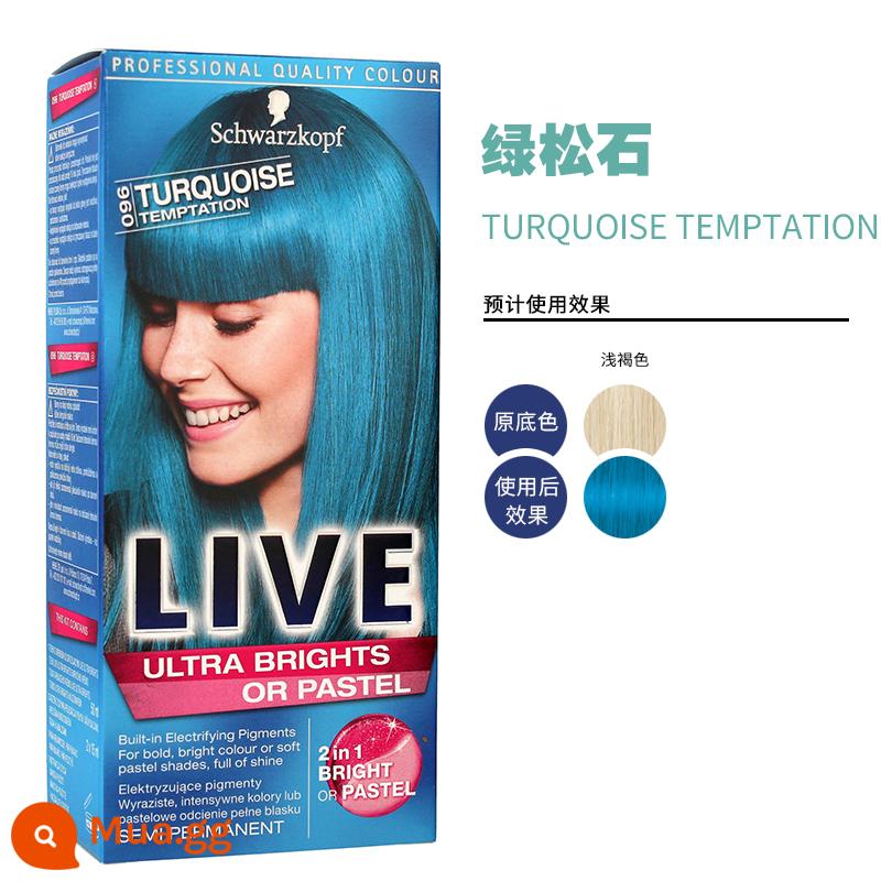 Thuốc nhuộm tóc Schwarzkopf live090 shihualou chăm sóc chính thức l75 màu xanh đen 101 thuốc nhuộm tóc 2023 thực vật nguyên chất - Xanh ngọc 096