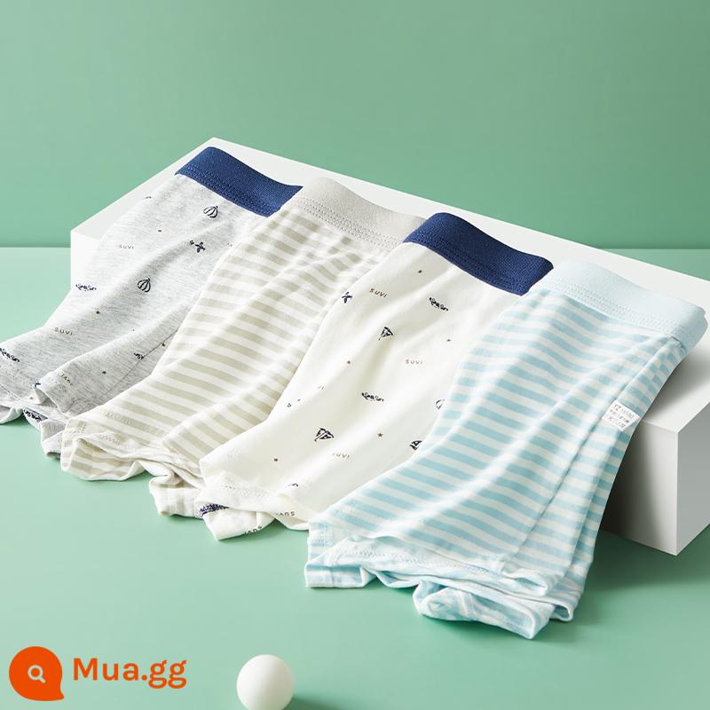 Quần lót trẻ em, quần lót boxer bé trai, quần boxer bé trai cotton nguyên chất, quần boxer bé trai, quần an toàn trẻ em cotton bé trai - thuyền sọc