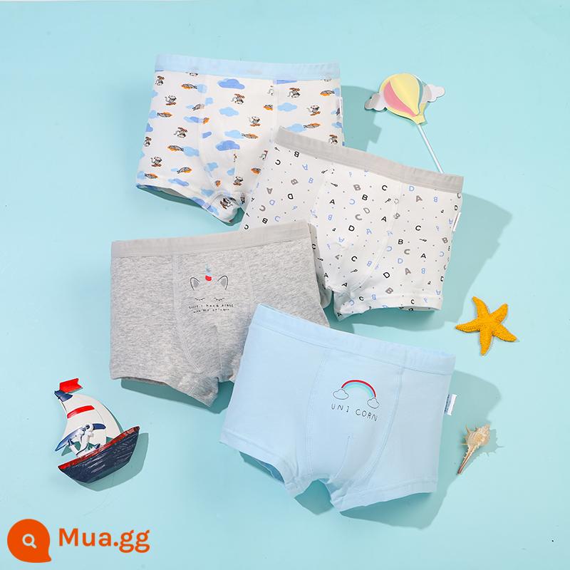 Mèo Người Quần Lót Trẻ Em Bé Trai Cotton Trung Và Lớn Trẻ Em Quần Boxer Bé Trai Thiếu Niên Sinh Viên Quần Lót Boxer Cotton - bầu trời ký ức