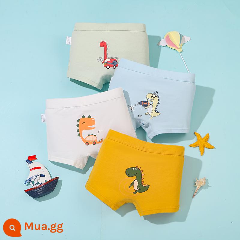 Mèo Người Quần Lót Trẻ Em Bé Trai Cotton Trung Và Lớn Trẻ Em Quần Boxer Bé Trai Thiếu Niên Sinh Viên Quần Lót Boxer Cotton - khủng long nghịch ngợm