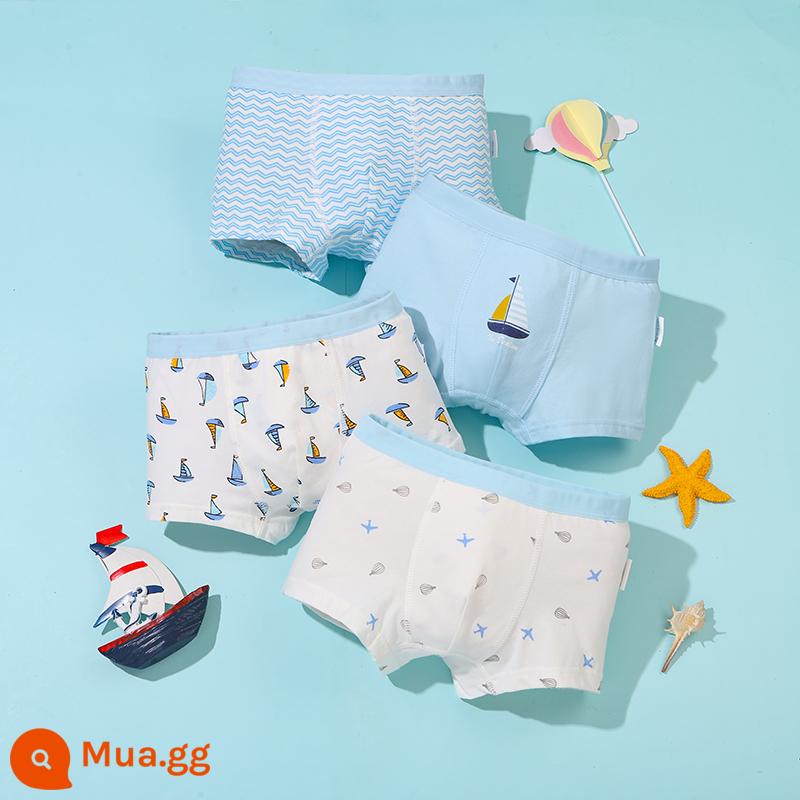 Mèo Người Quần Lót Trẻ Em Bé Trai Cotton Trung Và Lớn Trẻ Em Quần Boxer Bé Trai Thiếu Niên Sinh Viên Quần Lót Boxer Cotton - Khởi hành vui vẻ