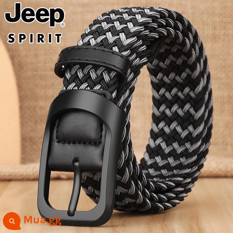 Jeep Jeep Chiến Thuật Mùa Hè Thun Dệt Đấm Lỗ Thắt Lưng Nam Triều Thun Vải Bố Thun Thắt Lưng Triều - Kiểu 1 khóa đen đen xám