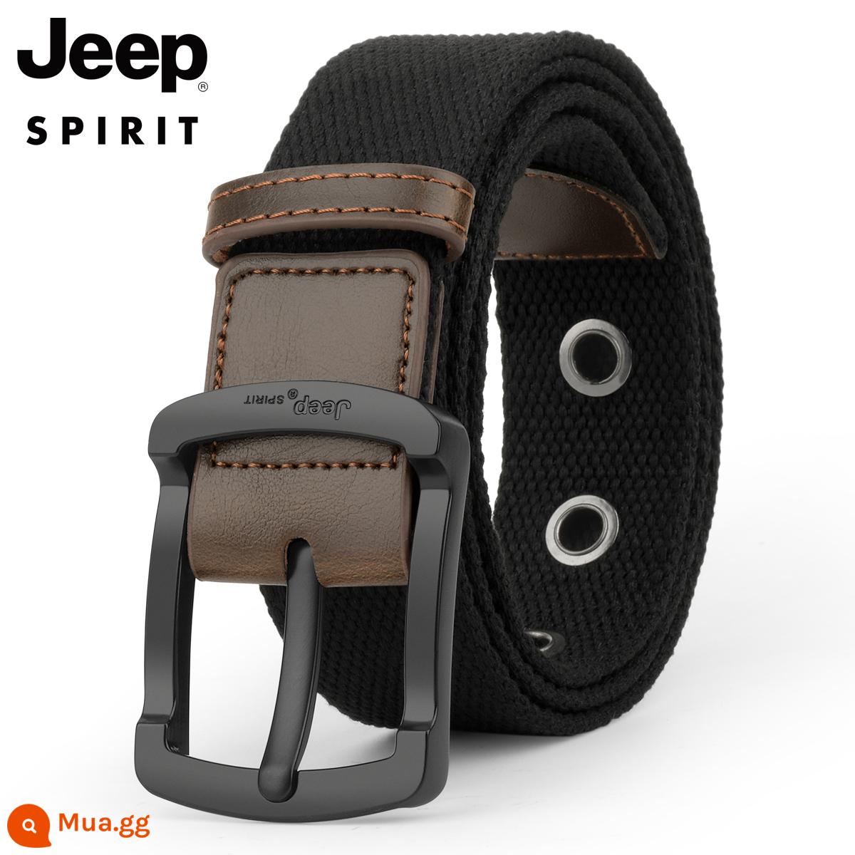 Xe JEEP Thương Hiệu Mỹ Khóa Pin Vải Bố Unisex Tất Cả Trận Đấu Cổ Dây Hợp Thời Trang Vải Quần Jean Thắt Lưng - khóa màu đen màu đen