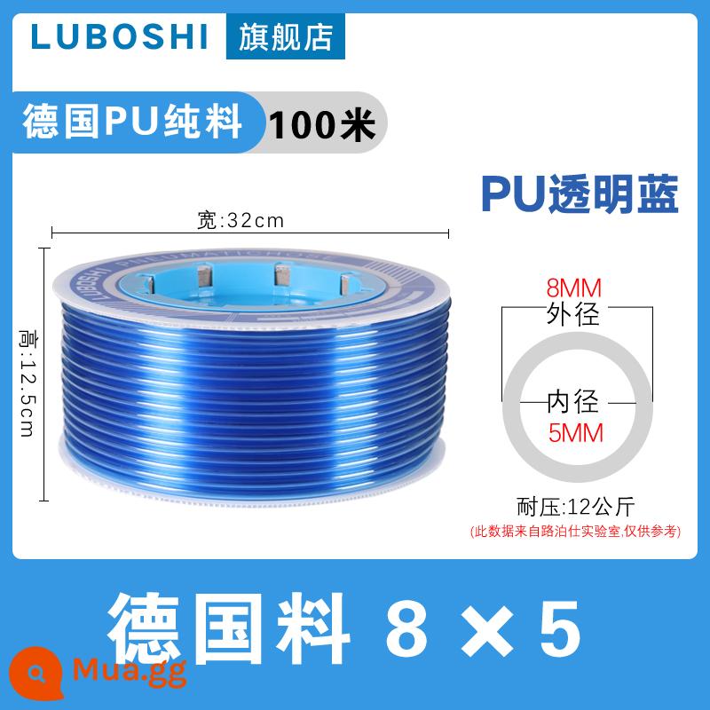 pu khí quản 8mm ống 10mm máy nén khí khí nén máy bơm không khí nén khí quản áp suất cao ống ống khí quản trong suốt 12m - Màu xanh trong suốt PU8*5