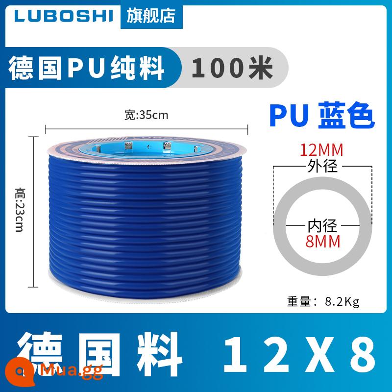 pu khí quản 8mm ống 10mm máy nén khí khí nén máy bơm không khí nén khí quản áp suất cao ống ống khí quản trong suốt 12m - 100 mét PU12X8 Đức chất liệu xanh