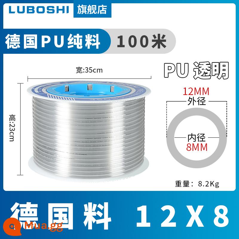 pu khí quản 8mm ống 10mm máy nén khí khí nén máy bơm không khí nén khí quản áp suất cao ống ống khí quản trong suốt 12m - 100 mét chất liệu PU12X8 của Đức xuyên suốt