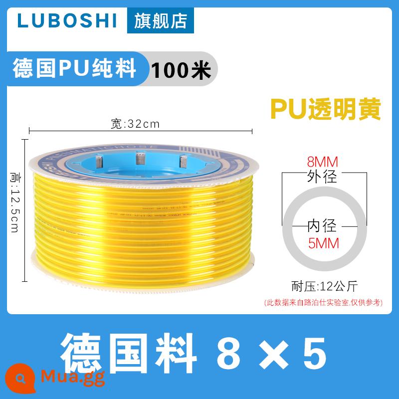 pu khí quản 8mm ống 10mm máy nén khí khí nén máy bơm không khí nén khí quản áp suất cao ống ống khí quản trong suốt 12m - PU8*5 màu vàng trong suốt